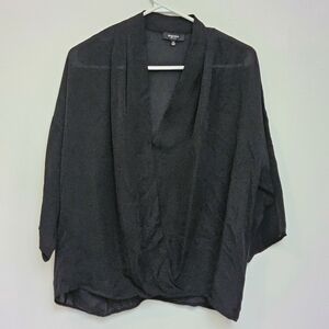 Babaton Aritzia Beau 100%Silk 2/3 Sleeve Black Blouse Sz Medium